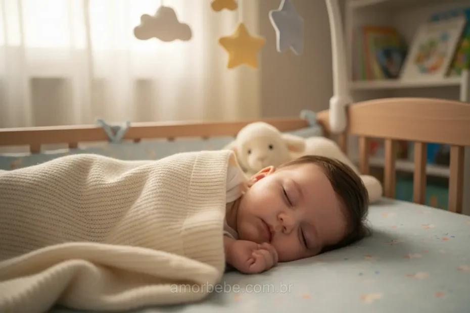 Bebê dormindo tranquilamente no berço