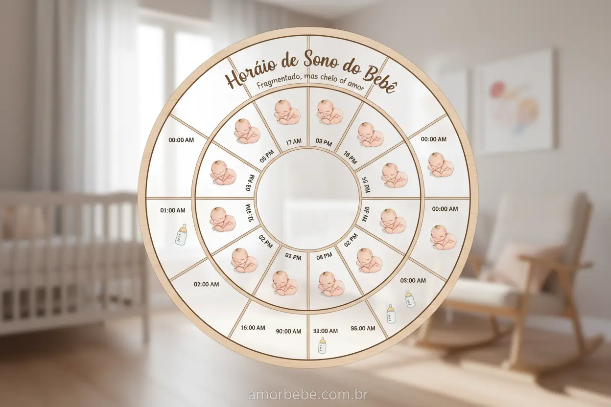 Recém-nascido: quantas horas dorme por dia, ilustrado em um calendário com o ciclo de sono.