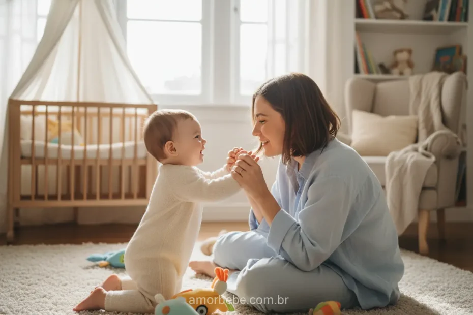 Desenvolvimento do bebê de 4 meses com habilidades e brincadeiras